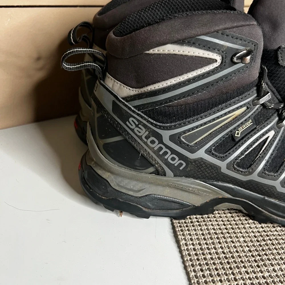 Salomon X Ultra 3 Mid GTX Hiking Boots Black Grey Gore-Tex 370770 Mens 8.5